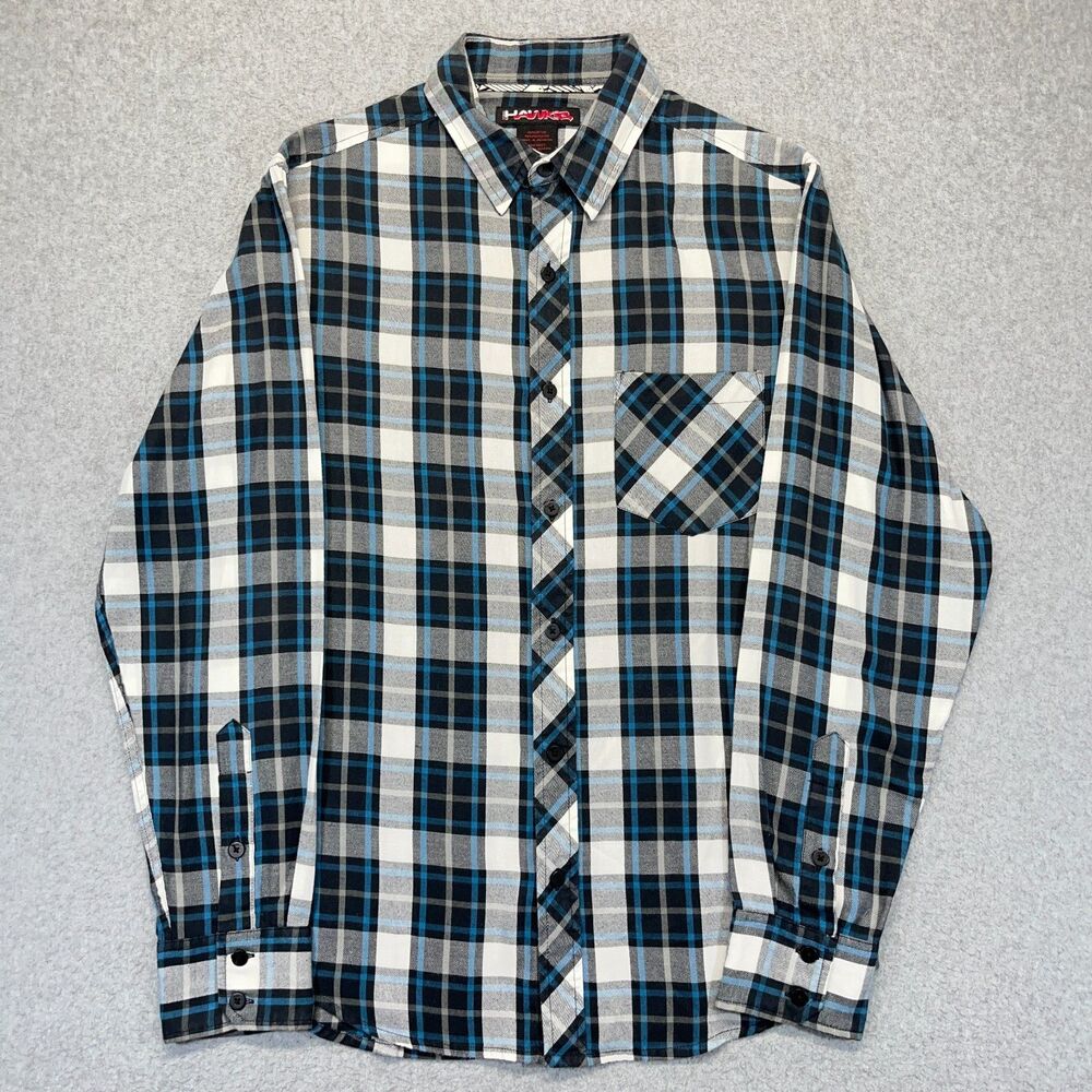 Tony Hawk Button Up Shirt Men’s Small Blue White Gray Plaid